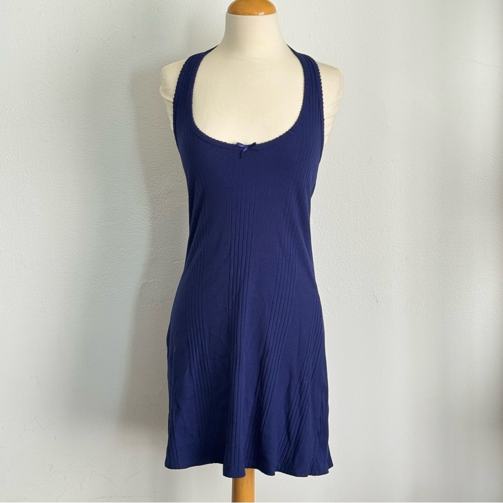 Forever 21 Dark Blue Ribbed Tank Dress with Scoop Neck